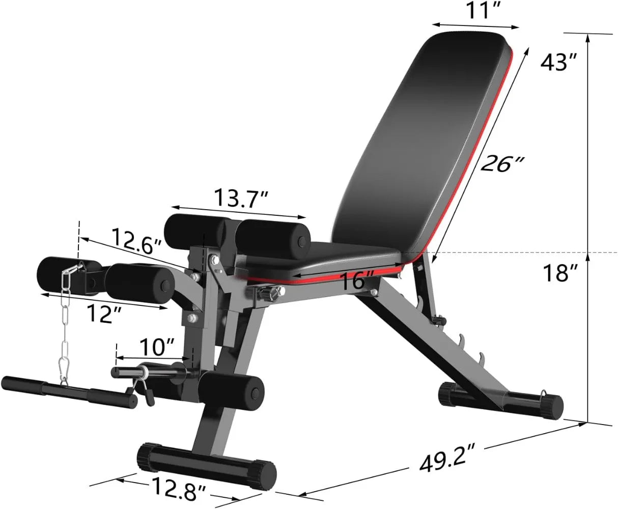 Workout Bench with Leg Extension, Strength Training  Home Gym