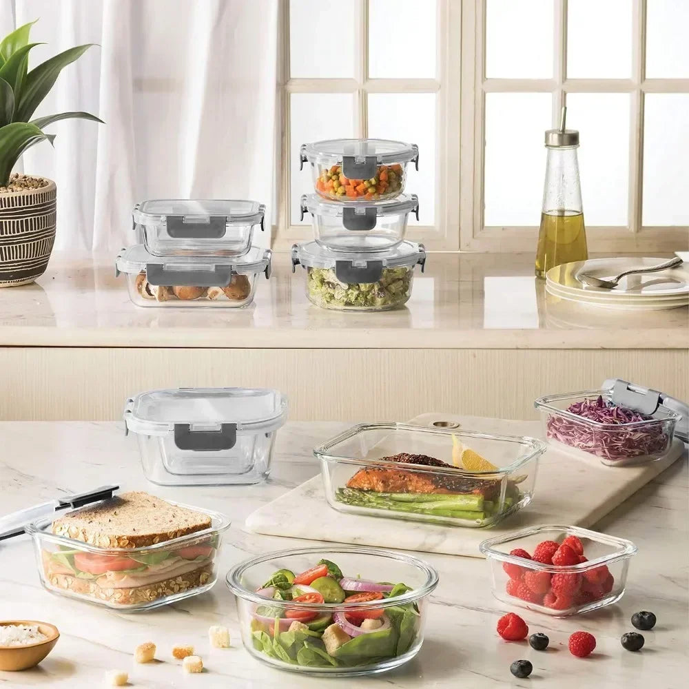 24 Piece Glass Storage Containers with Lids - Leak Proof, Meal Prep