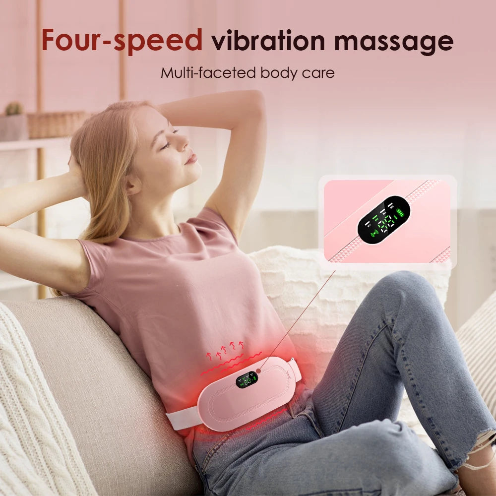 Electric Period Cramp Massager Vibrating Heating Pad Belt for Menstrual Colic Relief