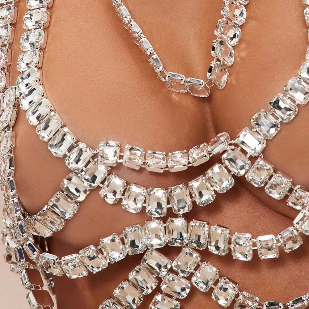 Rhinestone Sexy Fashion Crystal Party Chest Chain Bra