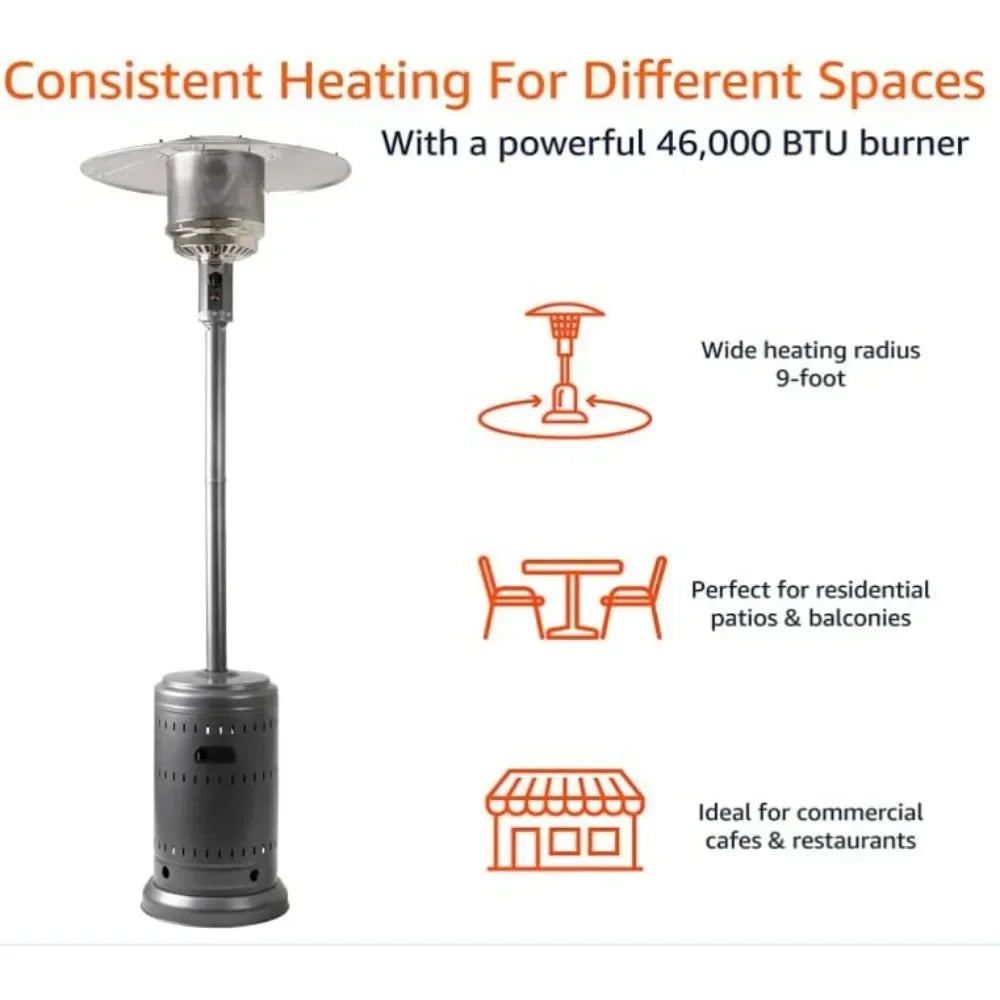 Outdoor Heater 46000 BTU Outdoor Propane Patio Heater With Wheels