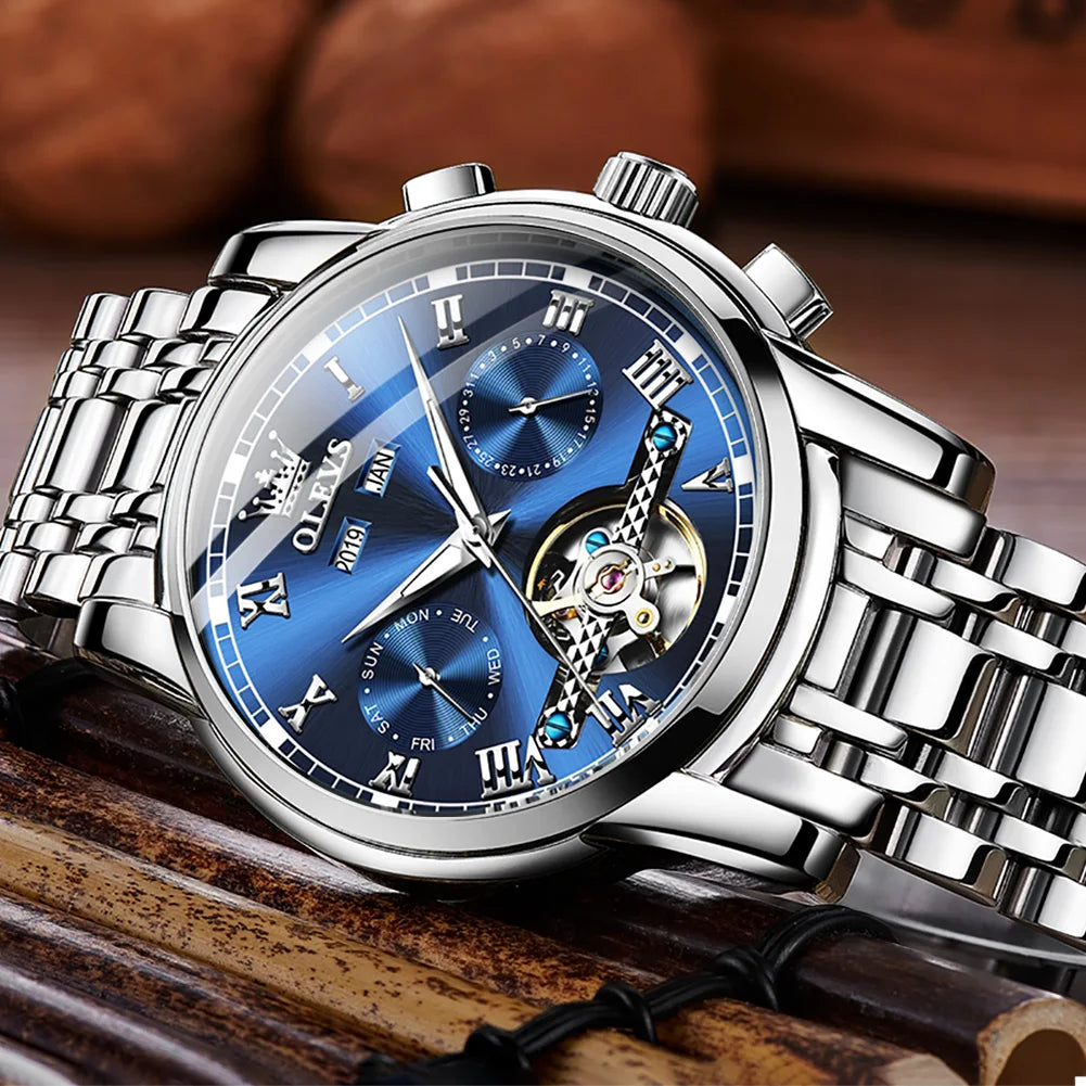 Automatic Mechanical Wristwatch Waterproof Stainless Strap Watch for Man