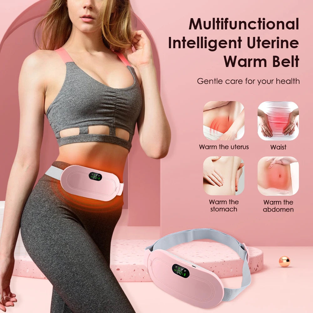 Electric Period Cramp Massager Vibrating Heating Pad Belt for Menstrual Colic Relief