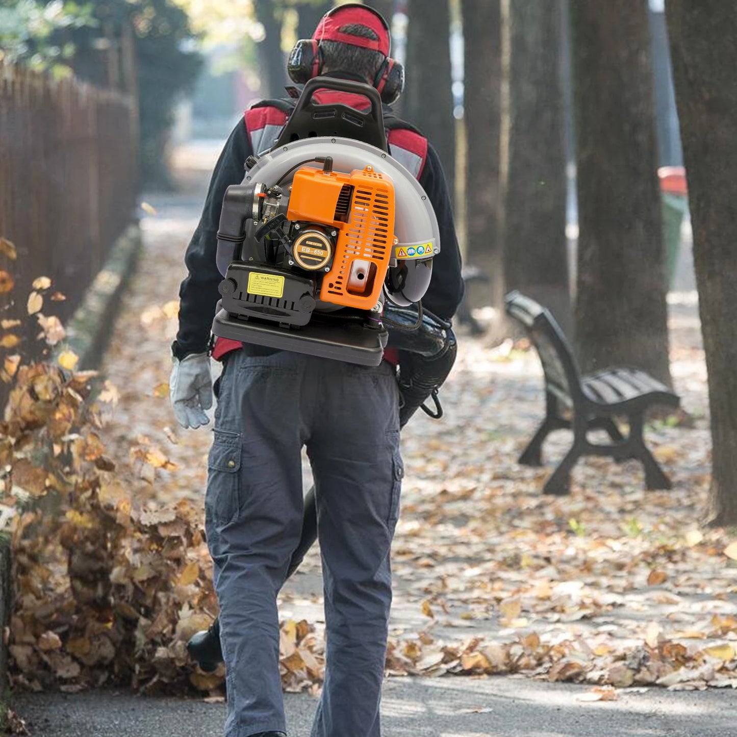 2-Stroke 63CC Gas Backpack Leaf Blower Powered Snow Blower W/Harness