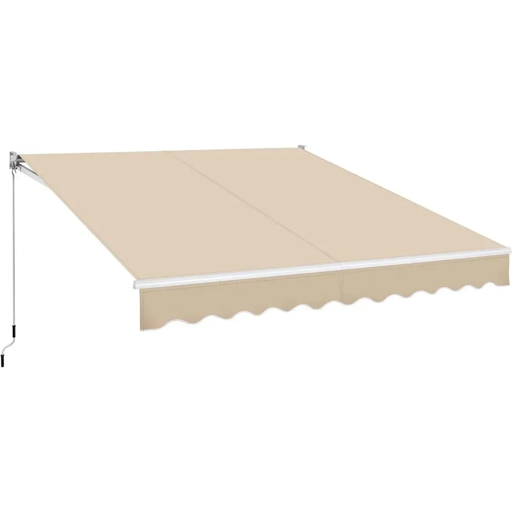 10 × 8 Ft Patio Awning, Retractable Shade Sun Awnings, Manual Crank Handle