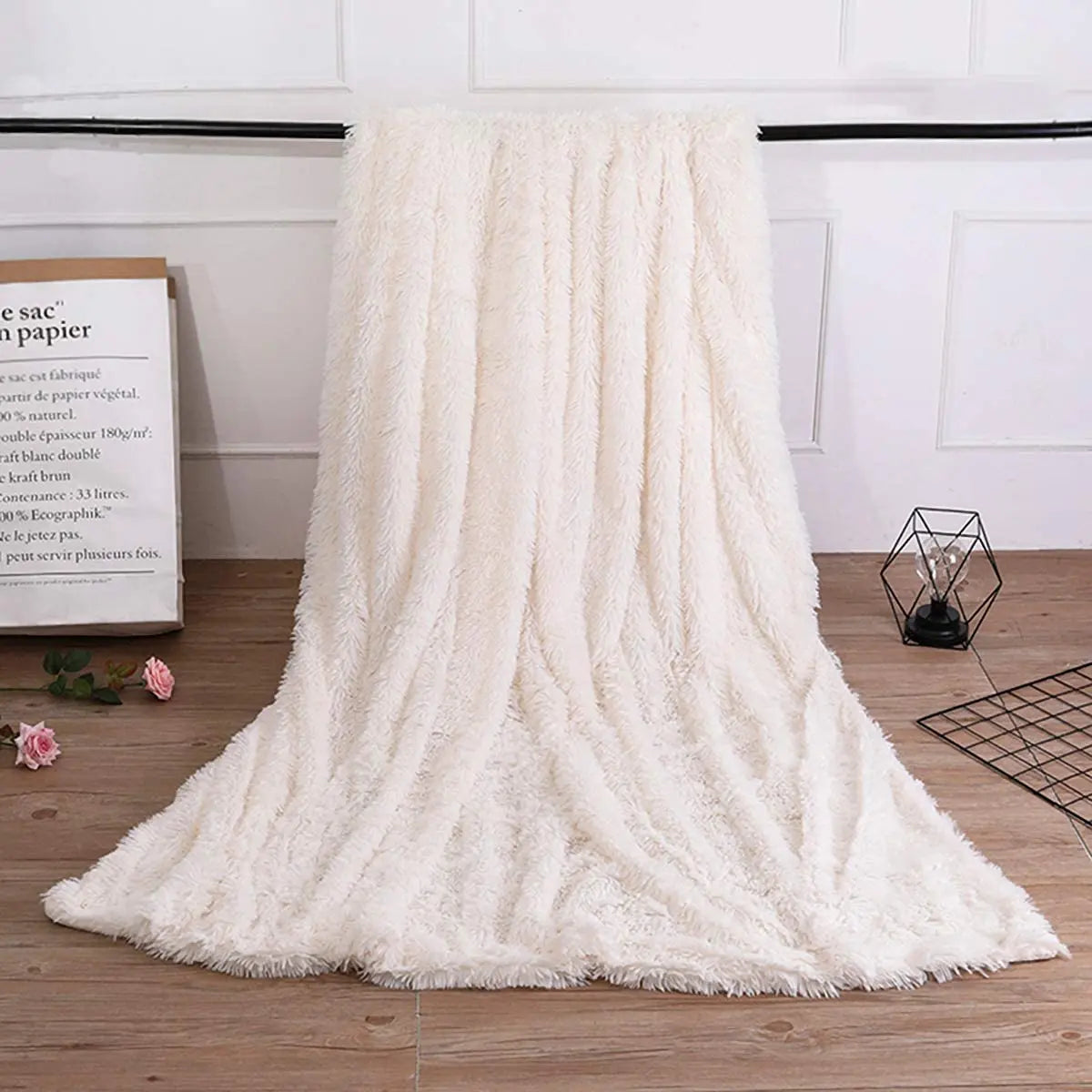 Double Layer Plush Blanket Bedspread on the bed chair  sofa cover lamb and throws