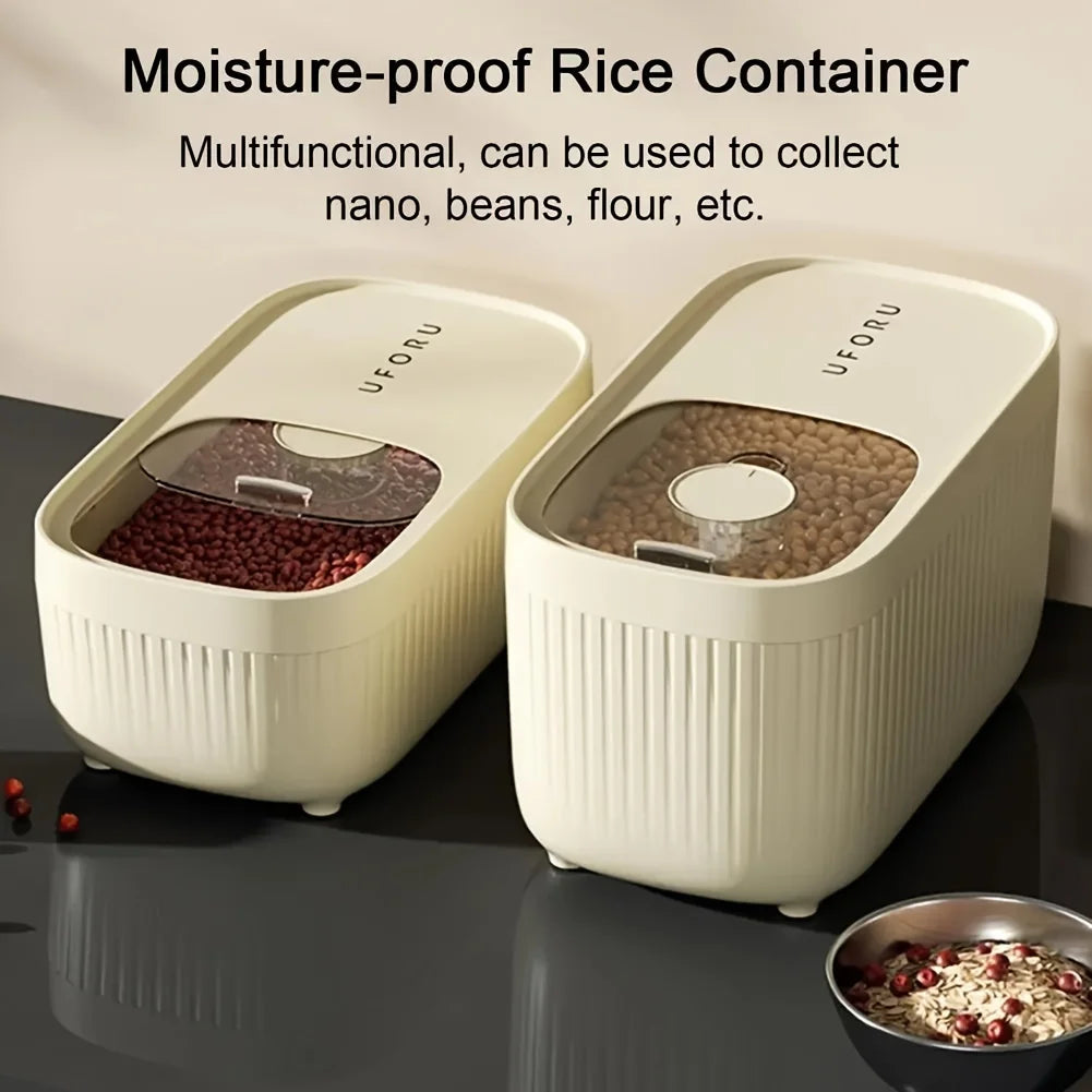 1pc Rice Container Sliding Lid Large Airtight Flour Bean Cereal Grain Food Storage Box