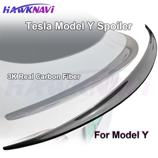 Real Carbon Fiber Spoiler for Tesla Model Y 2023 Accessories 2017+ Car Rear Trunk Lid Wing Spoiler 2021 2022