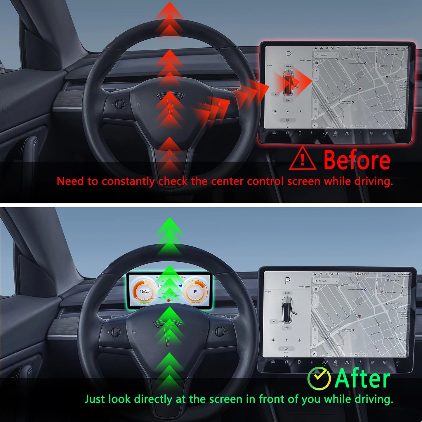 Tesla Model 3 Y Digital Dashboard Heads Up Display for Tesla model 3 2024